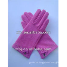 women pink warm driving Leather Glove wool